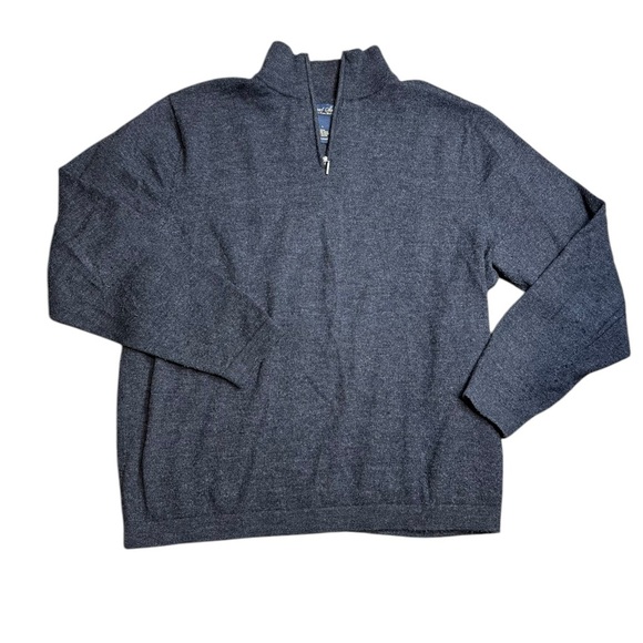 Garret Scott Extra Fine Merino Wool V-neck Sweater Beige - Mens Size L - Picture 1 of 10